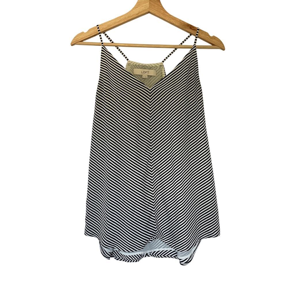 LOFT black white chevron striped tank top spaghetti straps women's size XS lined